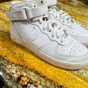 Nike Kids All-White High-Top Sneakers